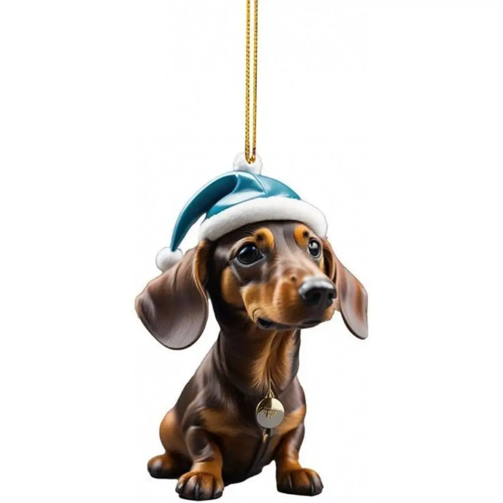 Acrylic Pet-Themed Christmas Tree Hanging Ornament - Festive 2D Design