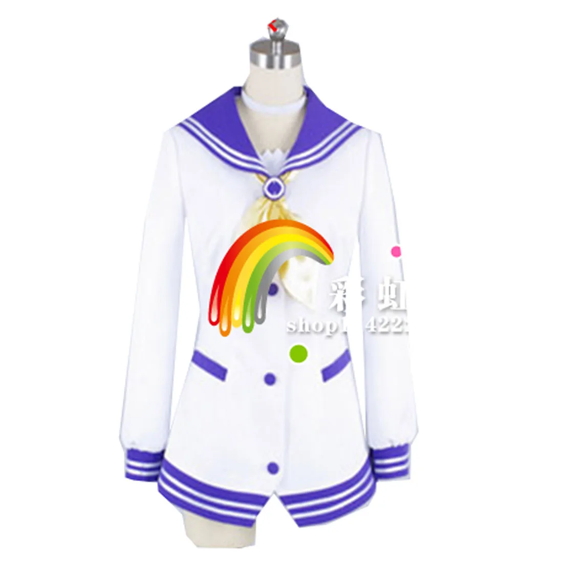 

2022 Hyperdimension Neptunia Mk2 Nepgear Purple Sister Cosplay Anime Costume with socks Lolita Party Dress White Purple Uniform