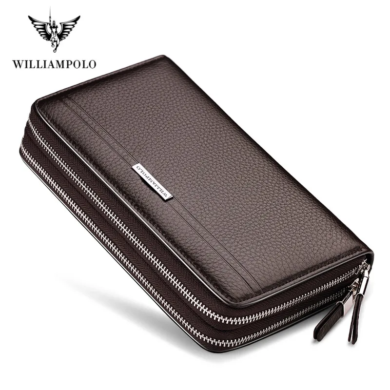 WILLIAMPOLO Luxury Brand Men Clutch Bag Large Capacity Men Wallets Cell Phone Pocket High Quality Multifunction Wallet For Men 4