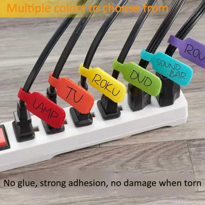 케이블 마킹, 정리 및 식별을 위한 20/30/50 컬러 케이블 타이, 내구성이 뛰어나고 사용하기 쉽고, 필기 가능합니다.