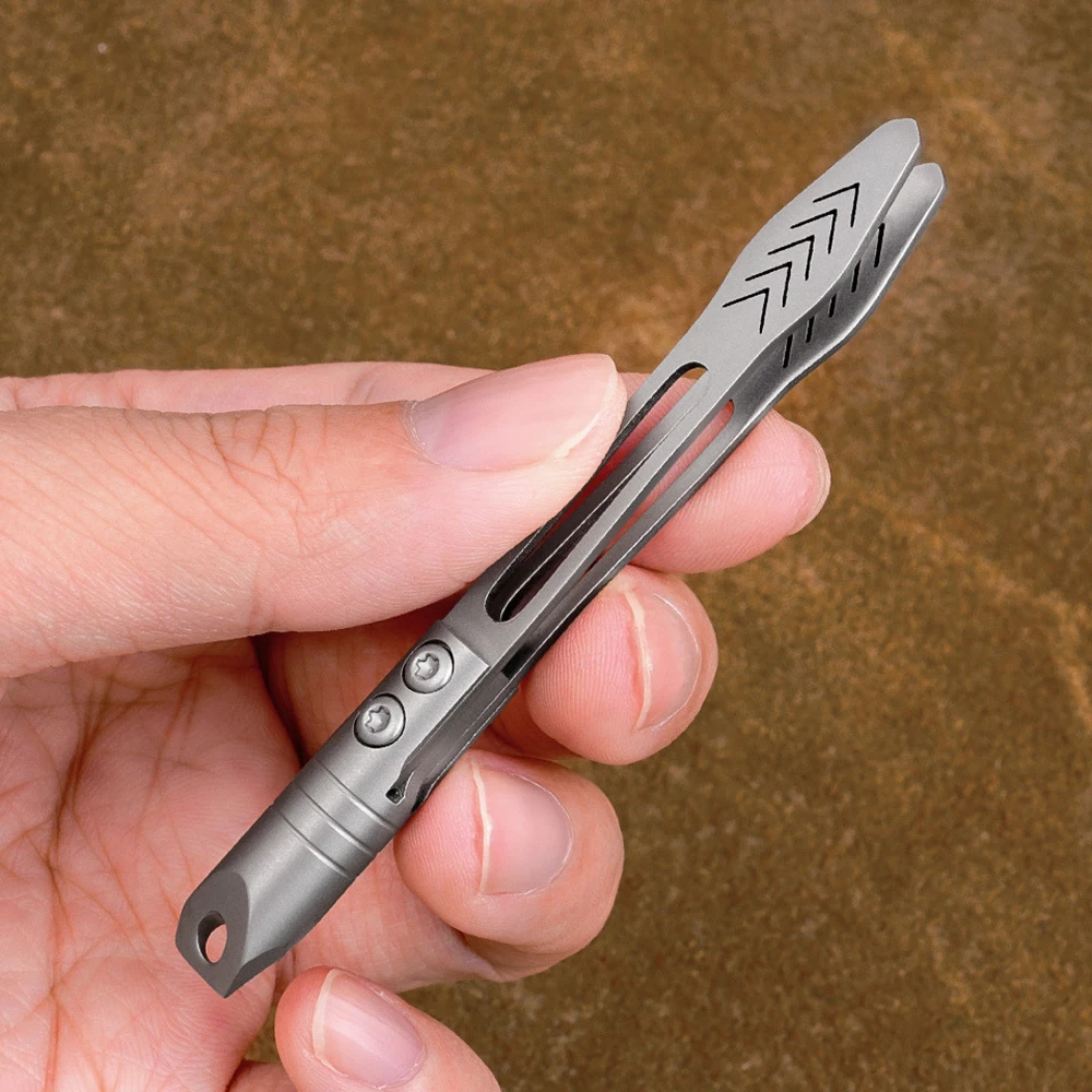 TC4 Titan-Stahl-Pinzette Multifunktional mit Schnappverschluss Korkenzieher CNC-gefräste Clips EDC Outdoor-Werkzeug – Detail 7