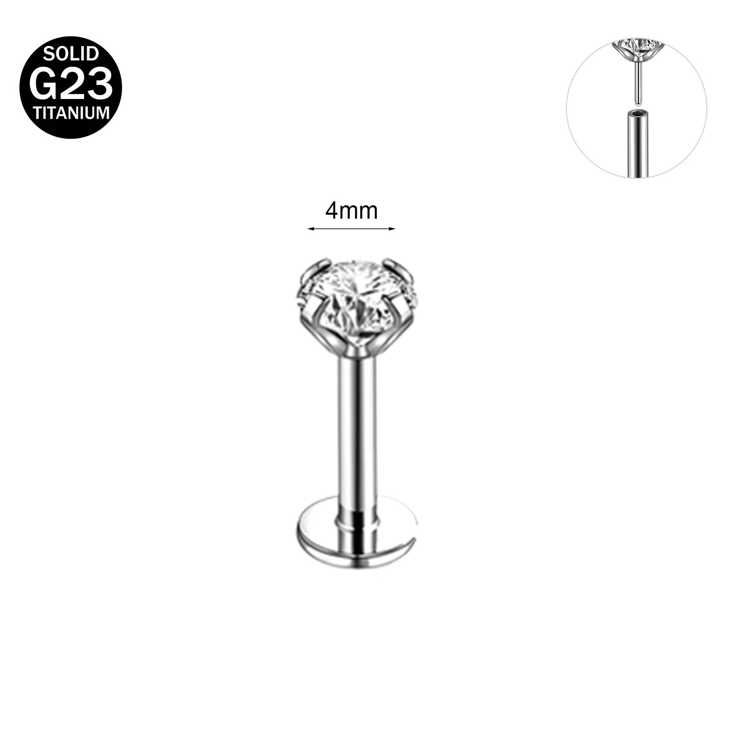 Orecchino Cartilagine Doppia Catena Con Zirconi - Labret Tragus In Acciaio Inox 316L, Chiusura A Vite, Multicolore (Nero, Oro, Rosa, Argento, Arcobaleno) - 2