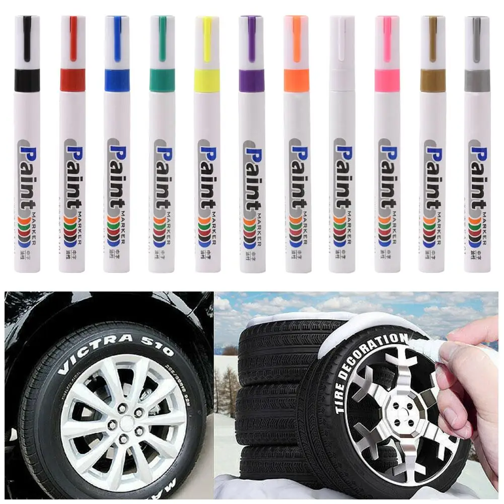 White Paint Pen, Colored Touch Up Pen, Waterproof And Non Fading Tire Marker Black