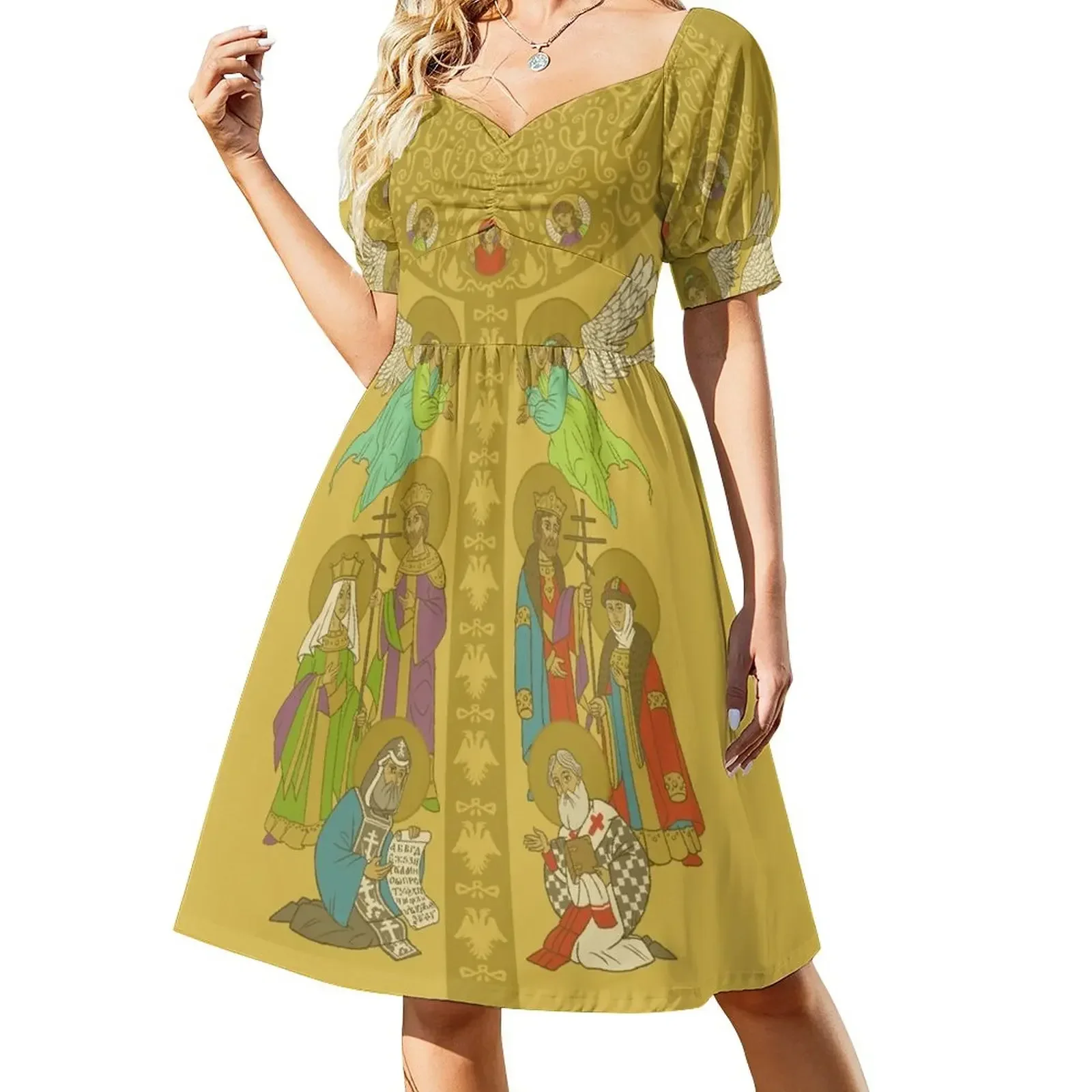 thumbnail image 1 of Muscovita Tsar Regalia Vestido de manga corta Vestido de noche de mujer Ropa femenina, 1 of 7