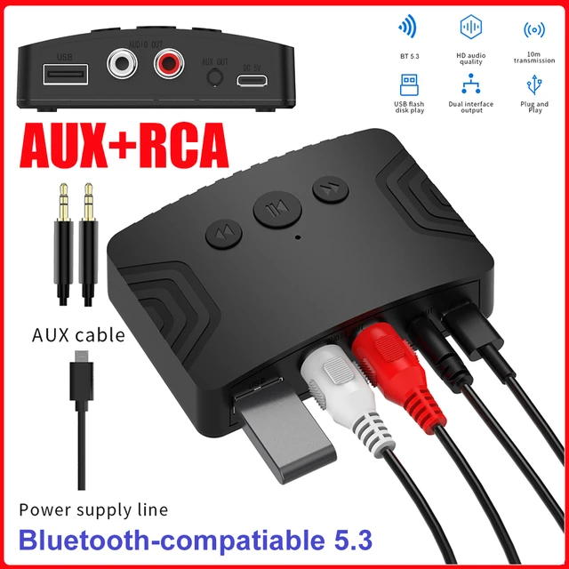 Aux Bluetooth Adapter for Car - Bluetooth 5.0 Receiver with Big Rotating  Knob, Portable Long 3.5mm/AUX Cable Bluetooth Auido Adapter for Car/Home