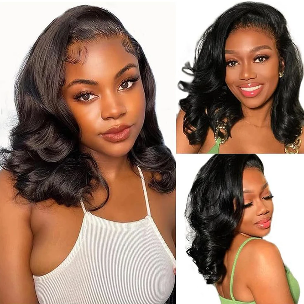 

Парик из человеческих волос со шнуровкой спереди, парики из человеческих волос, Боб, парик из человеческих волос, свободные волосы с глубокой волной, передний парик Moxika