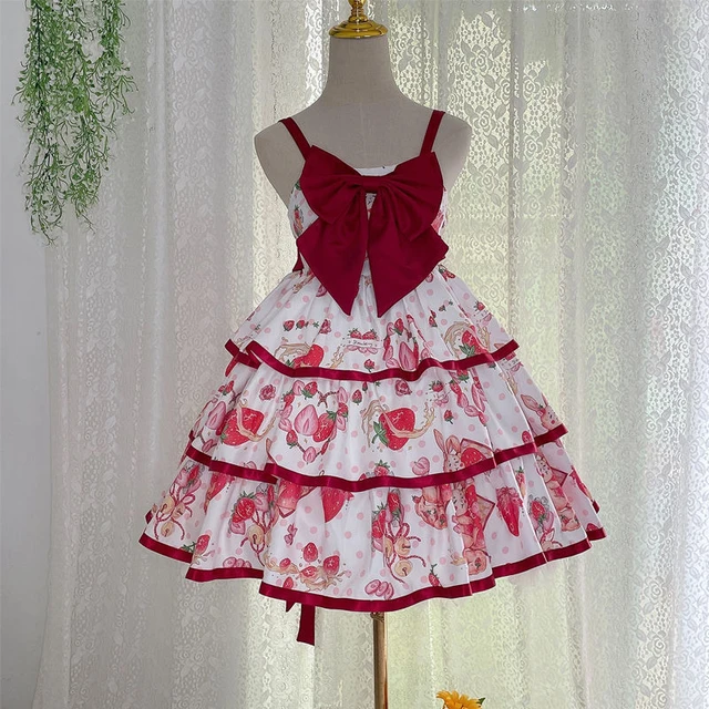 Japanese Women Lolita Jsk Party Dress Strawberry  Lolita Dress Kawaii  Strawberry - Lolita Collection - Aliexpress