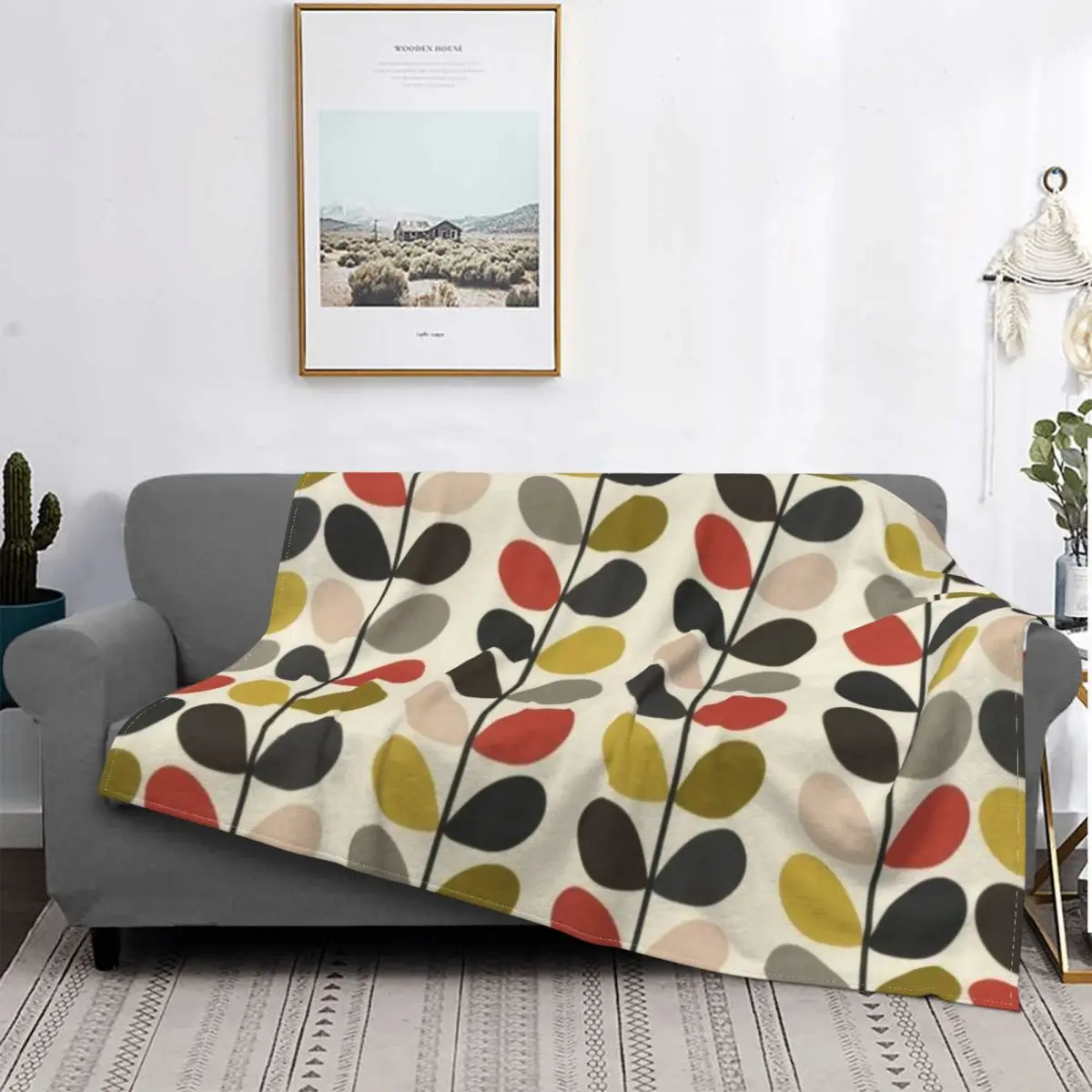 OrlaKielyHyggeColorfulMultiStemDesignFlannelBlanket1960retro