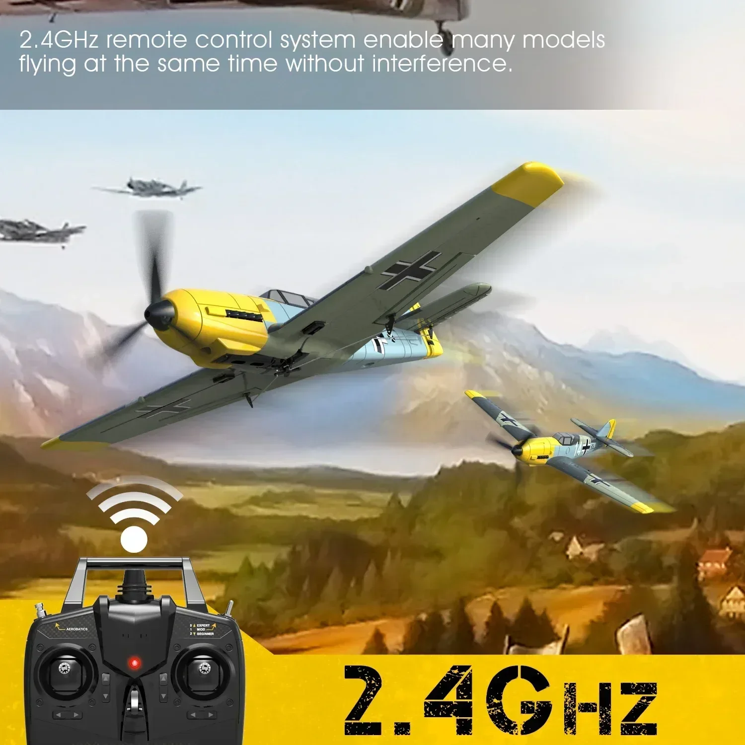 Volantexrc Remote Control Airplane Bf109 2.4ghz 4ch 400mm Wingspan One Key U-turn Aerobatic Rc Plane Model Toy Adult Kids Gift 4