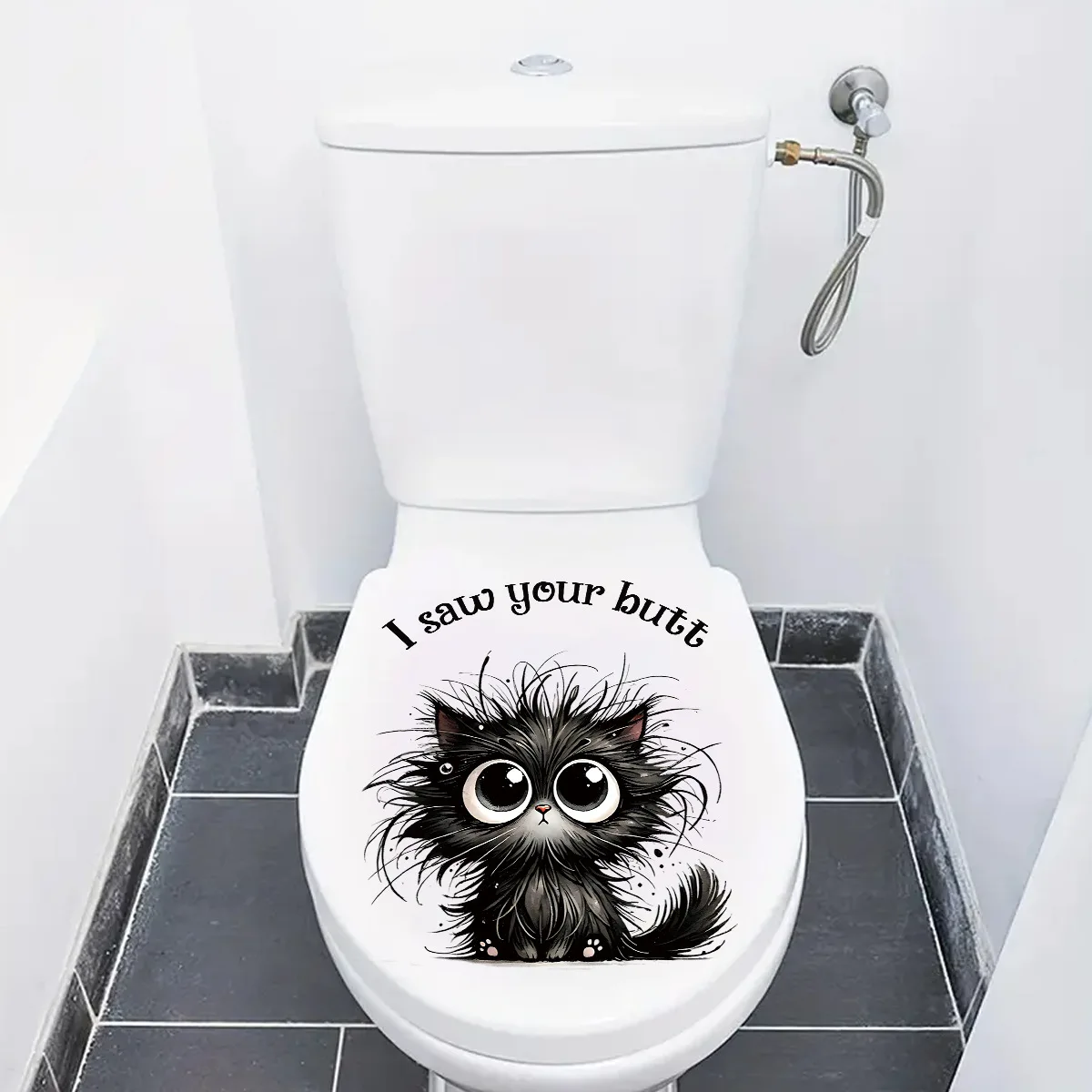 Funny Black Cats Toilet Stickers DIY PVC Decorative Cartoon wall Stickers Home WC Decoration