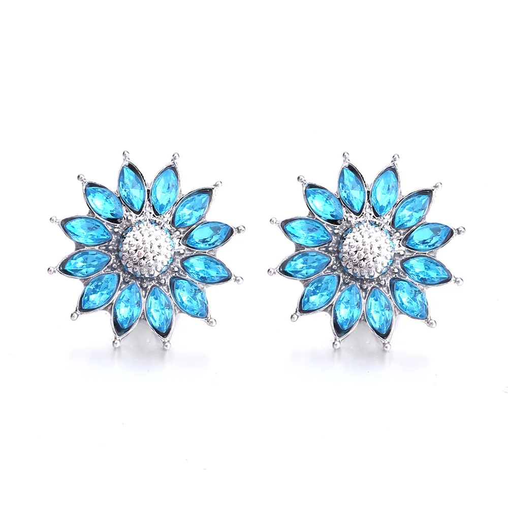 20pcs 12mm Snap Buttons Jewelry Round Metal Rhinestone Sun Flower Mini 12mm Snap Buttons Bracelets Necklaces