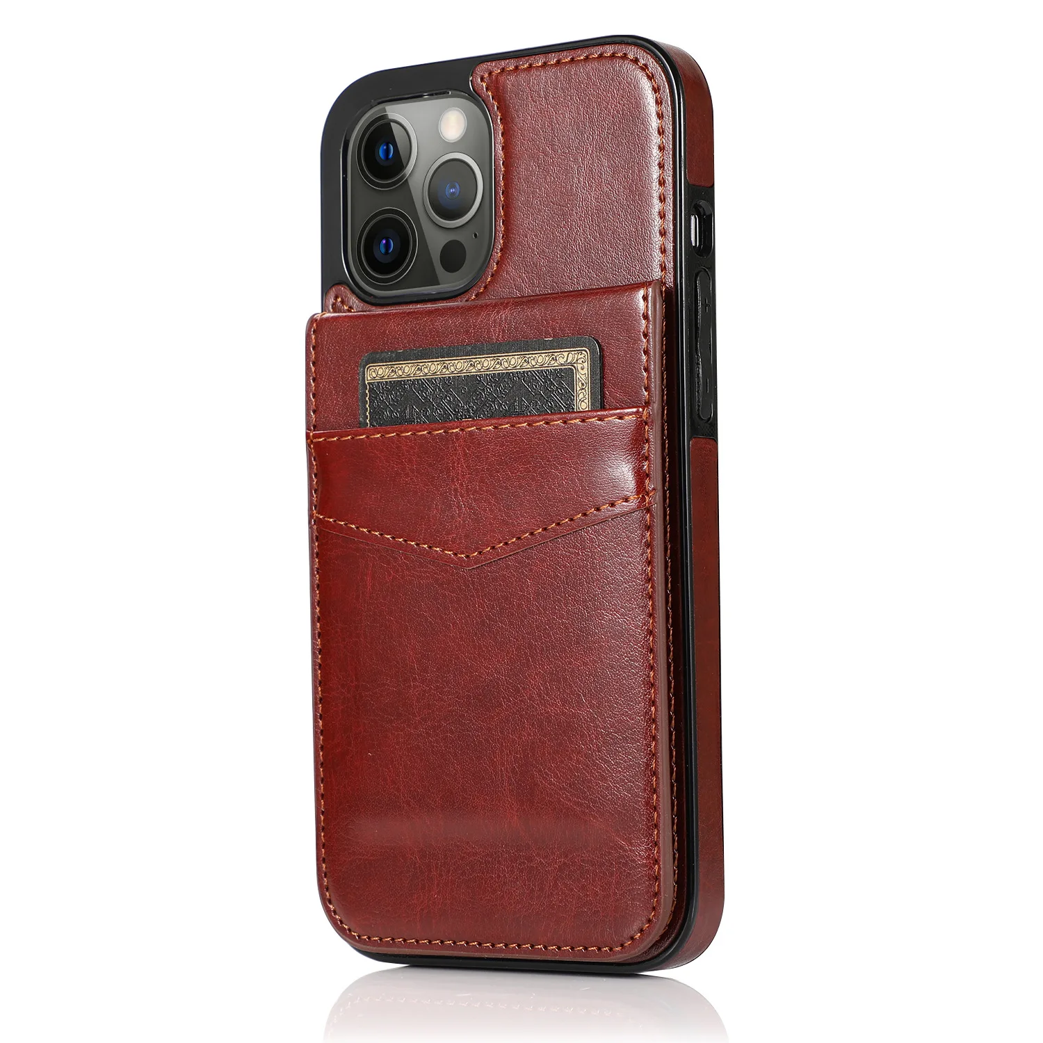 Luxury Leather Card Holder Flip Case - Designer Fashion Phone Cover