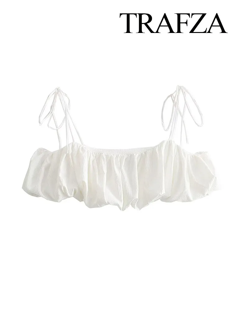 

Женский короткий жилет без рукавов и бретелек, с оборками