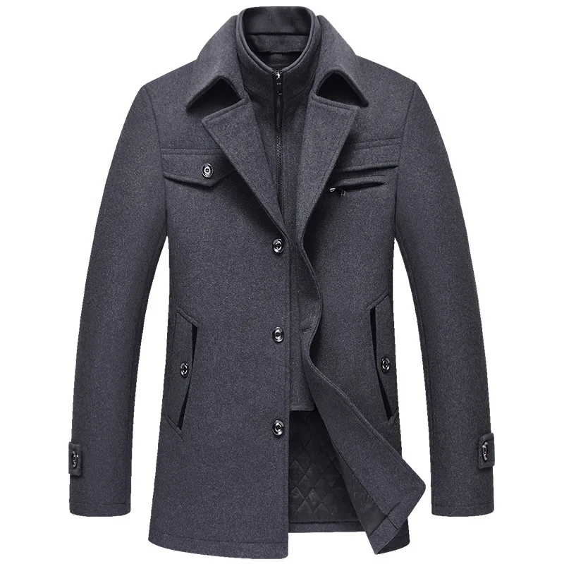 Winter Men Wool Coat Long Woollen Wind Coat Men Woolen Overcoat Casual Business Thick Trench Coat Jacket Male Oversized 4XL