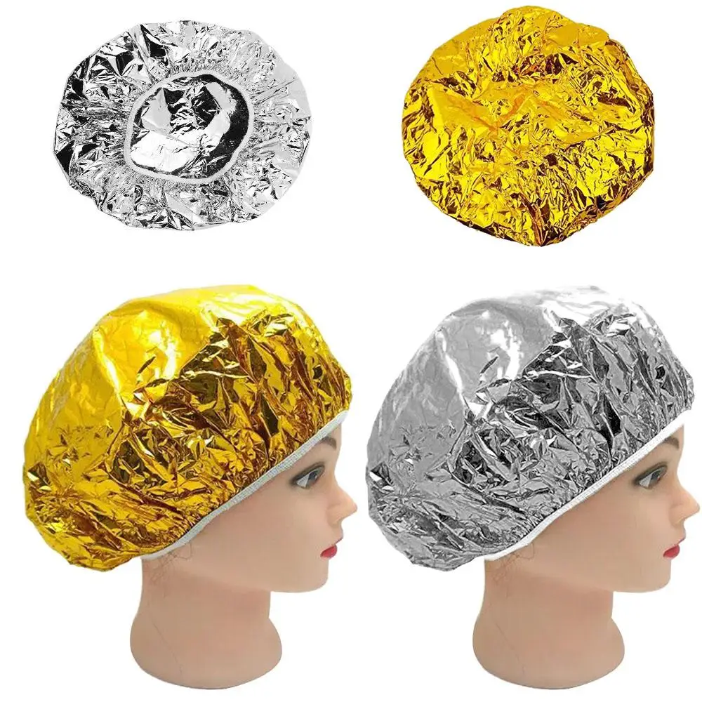 Ladies Shower Cap Thermal Insulation Aluminum Foil Hat Stretchable Elastic Hair Nets Wig Cap Dyeing Cap Hair Dyeing Tools cap hair foil aluminum disposable thermal caps heat processingconditioning color deepsalon