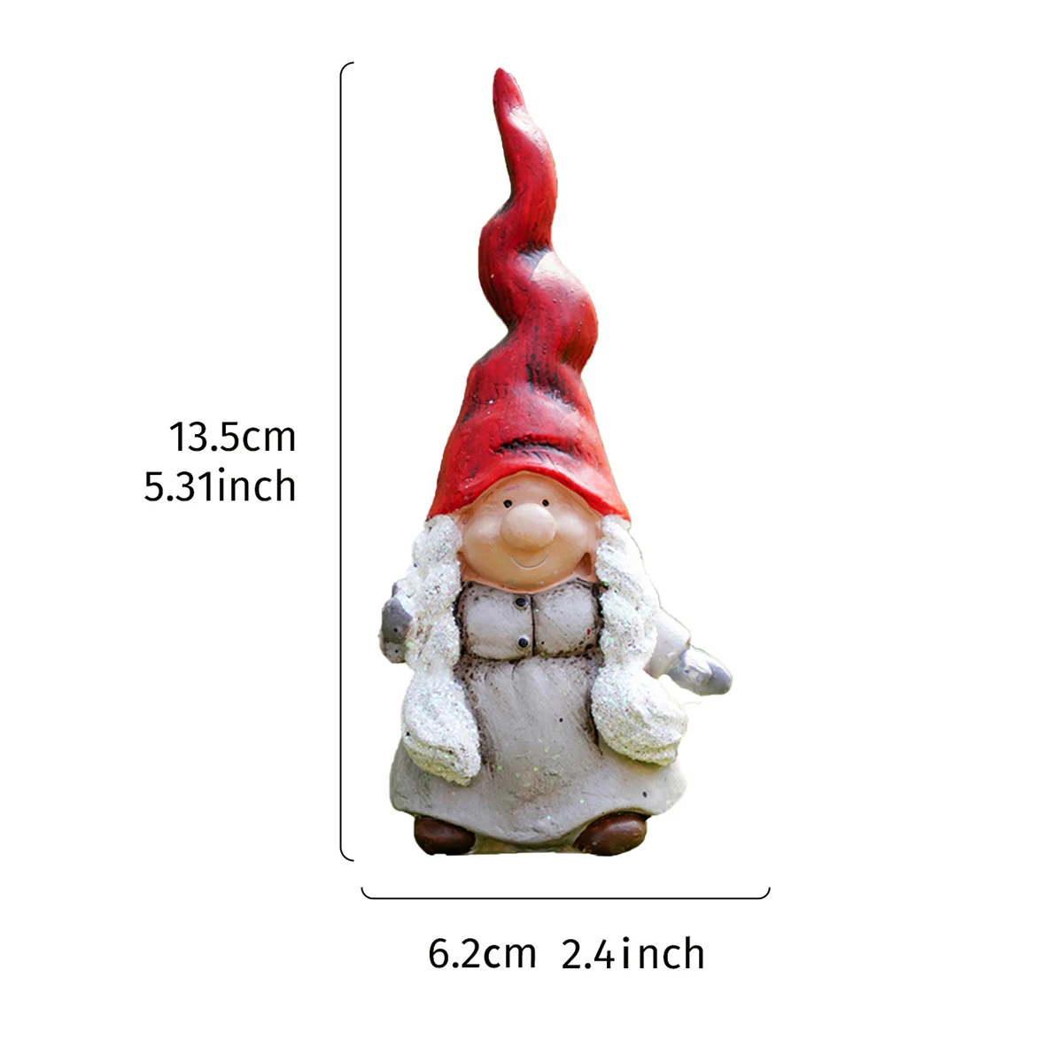 1PC, a cute statue of an old lady in a red hat, a hand-painted garden decorative handicraft made of resin