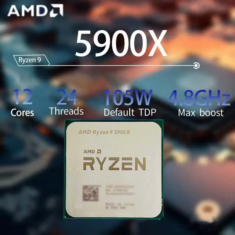 AMD Ryzen 9 5900X R9 5900X 3.7GHz4.8GHz 12코어 24스레드 CPU 프로세서 7NM L2=6MB L3=64M 소켓 AM4 패키지 없음