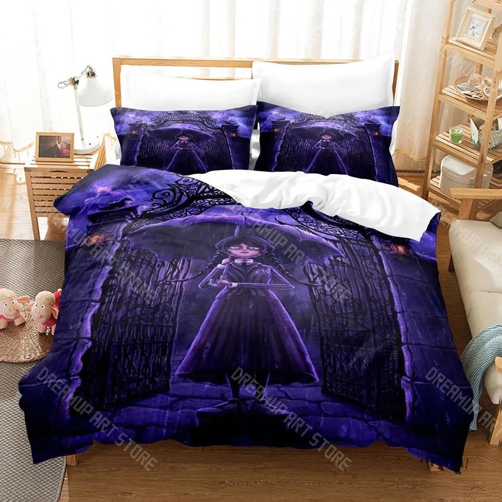 3D Print Wednesday Addams Bedding Set Twin Queen King Full Size Single Double Duvet Cover Pillowcase Bed Boys Girls Adults 2