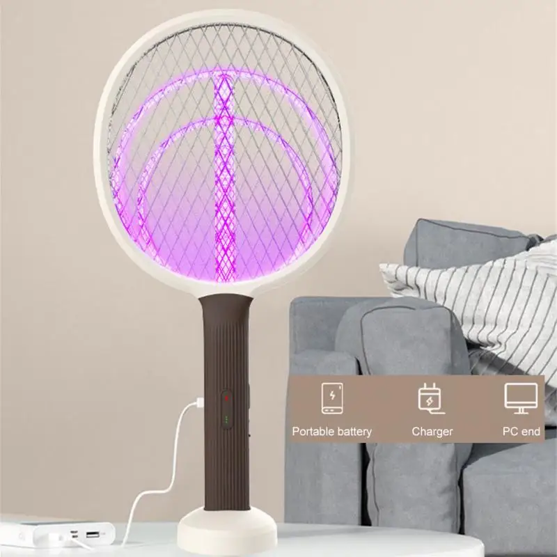 투인원 모기 킬러 램프 전기 쇼커, 365nm UV 라이트, 벌레 잡이 트랩, 파리 곤충, USB 충전식, 여름 플라이 스와터