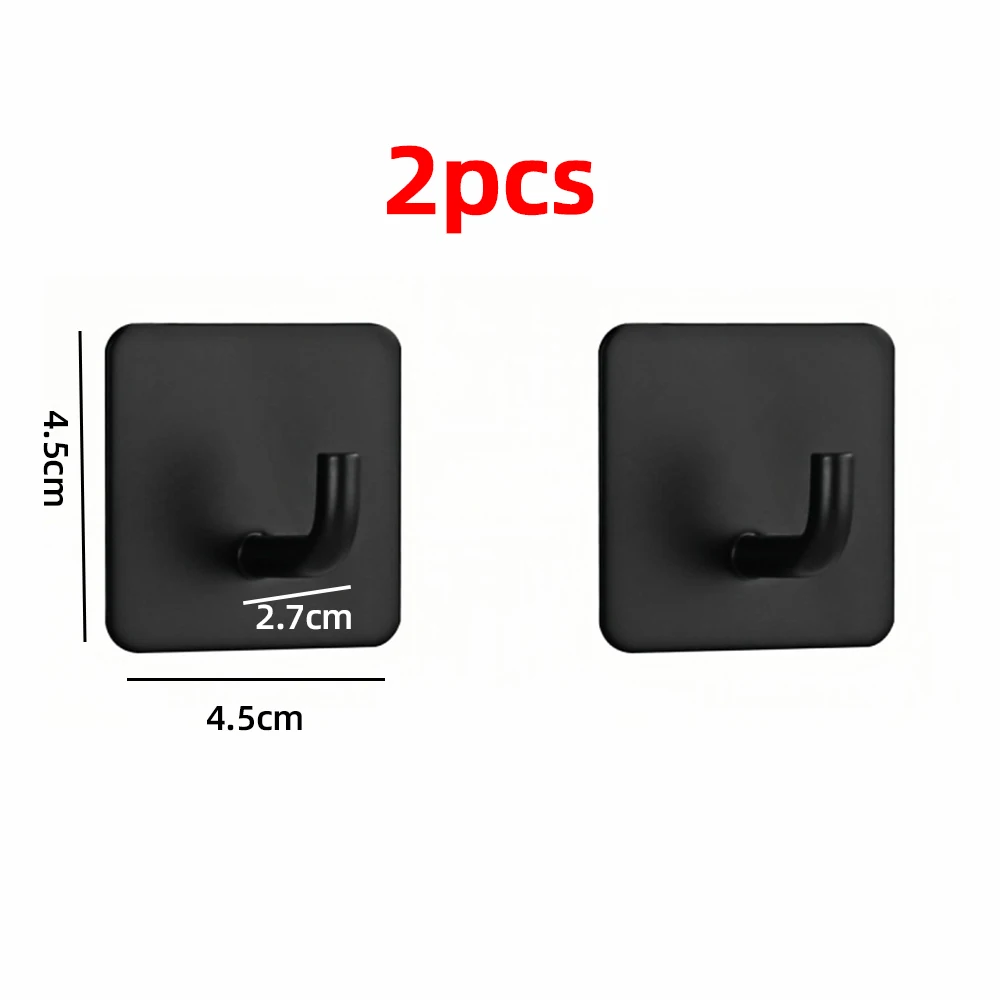 תליית חוק דביק מפלדת אל-חלד עמידה במים למגבות בחדר האמבטיה ובמטבח, מחזיק אחסון עם חוקים דביקים שחורים