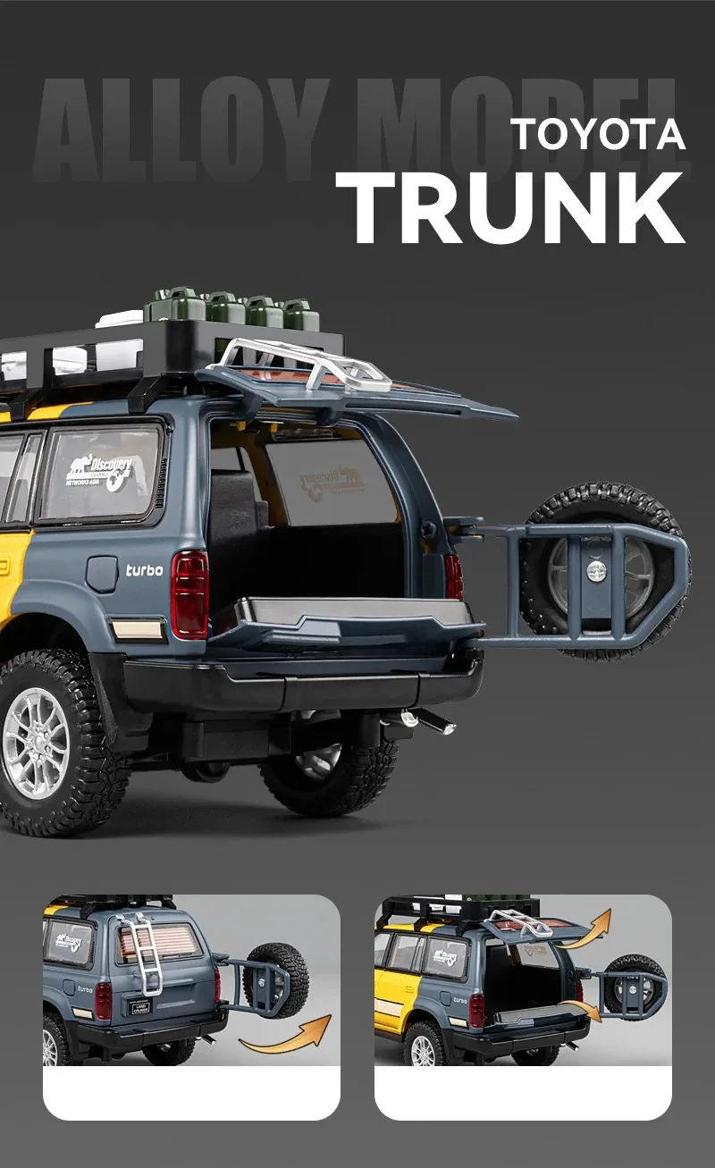 1:24 Toyota Land Cruiser Lc80 Suv Alloy Miniature Car Diecast Metal Scale Car Model Sound＆Light Children Toy Collection Vehicle