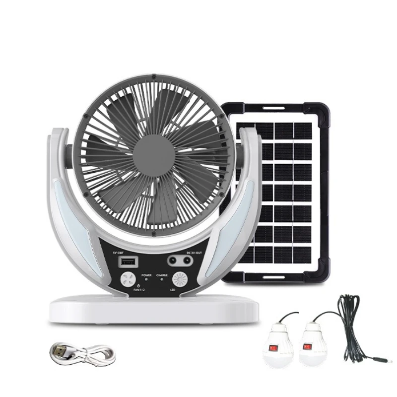 Recarregável Mini Solar Table Fan Led Portas Usb Home Office Cooling Air Fans Acampamento ao ar Livre Emergência ac dc
