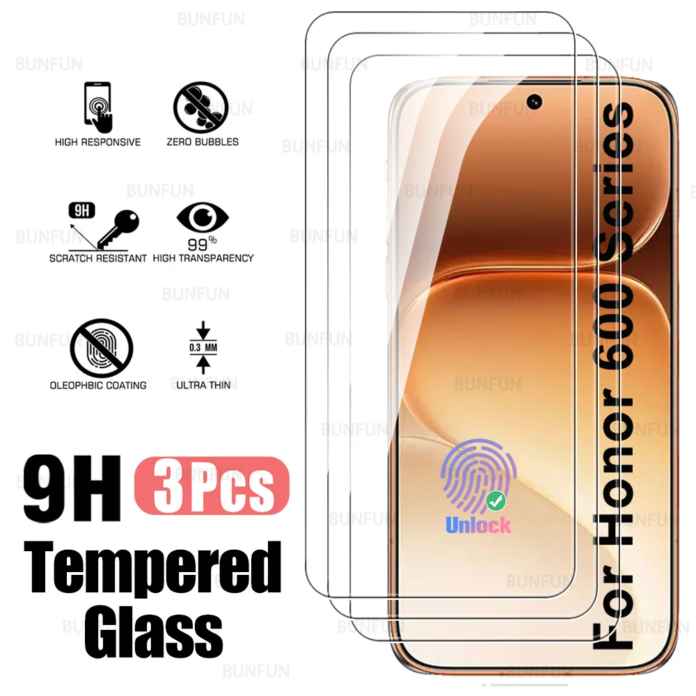 3 قطع واقي شاشة لهاتف هونور 600/600 برو لايت 5G، زجاج كريستالي 9H لهاتف هونور 600 و600 برو و600 لايت 5G، طبقة حماية من الزجاج المقوى