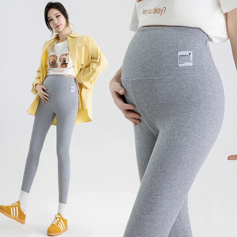 Good Quality Spring Pregnant Woman Skinny Leggings Stretched Slim Hips Maternity Knitting Basic Pants Elegant Pregnancy Trousers