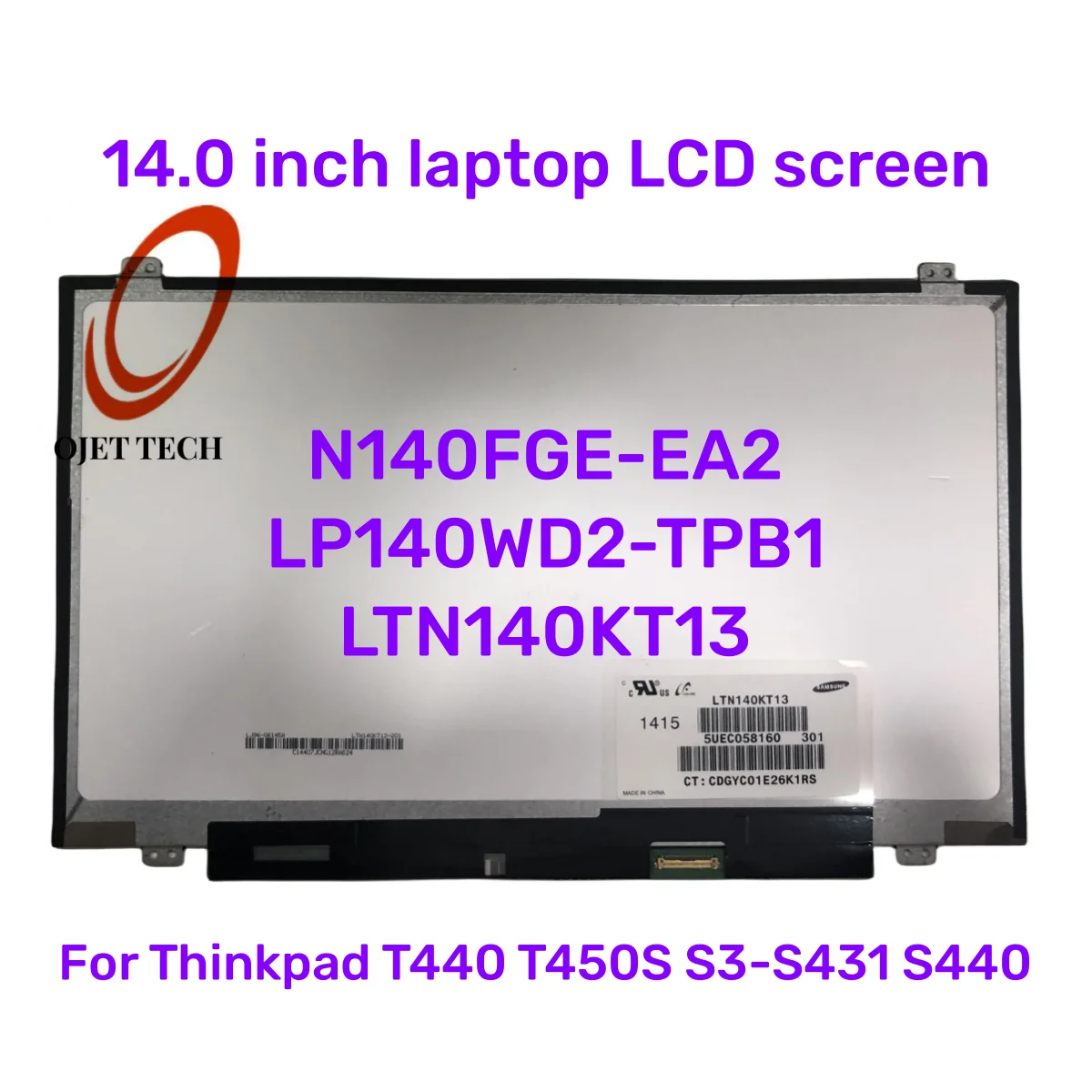 Painel de Exibição Lcd para Thinkpad N140fge-ea2 Lp140wd2-tpb1 Ltn140kt13 T440 T450s S3-s431 S440 Edp 30 Pinos Tela do Portátil hd Plus
