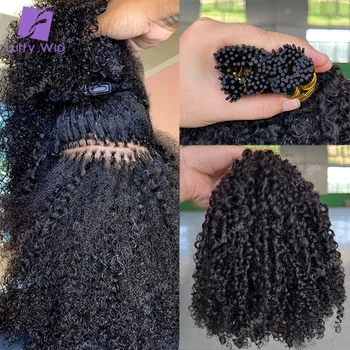 Doppio Disegnato I Tip Estensioni Dei Capelli Veri Itip Capelli Umani Grezzi Remy Mongoli 3c 4a Afro Crespi Ricci Fusione Fasci di Capelli Rufy