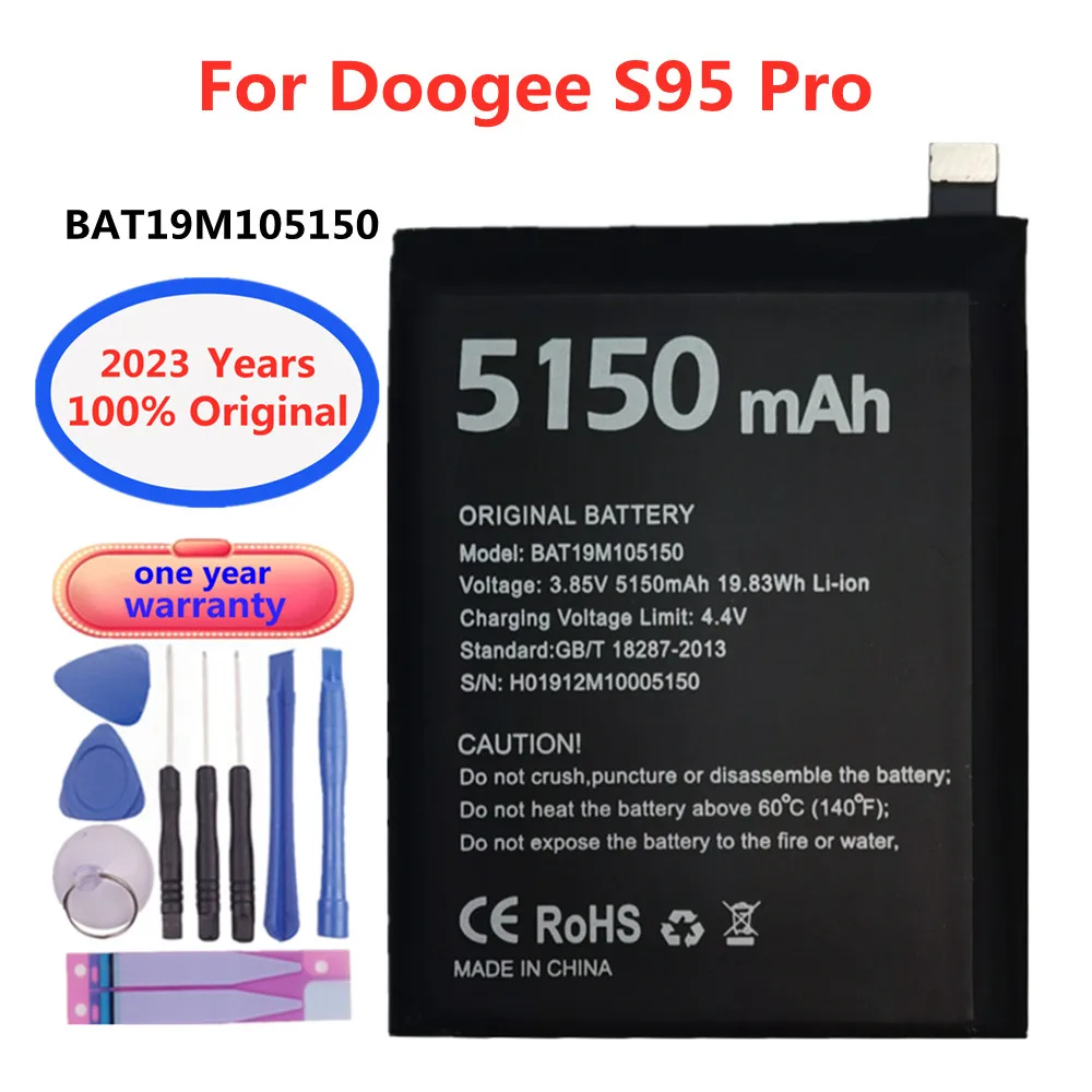 

2023 New Original 5150mAh DOOGEE S95Pro Battery For DOOGEE S95 Pro BAT19M105150 Smart Phone Replacement Parts Backup Battery