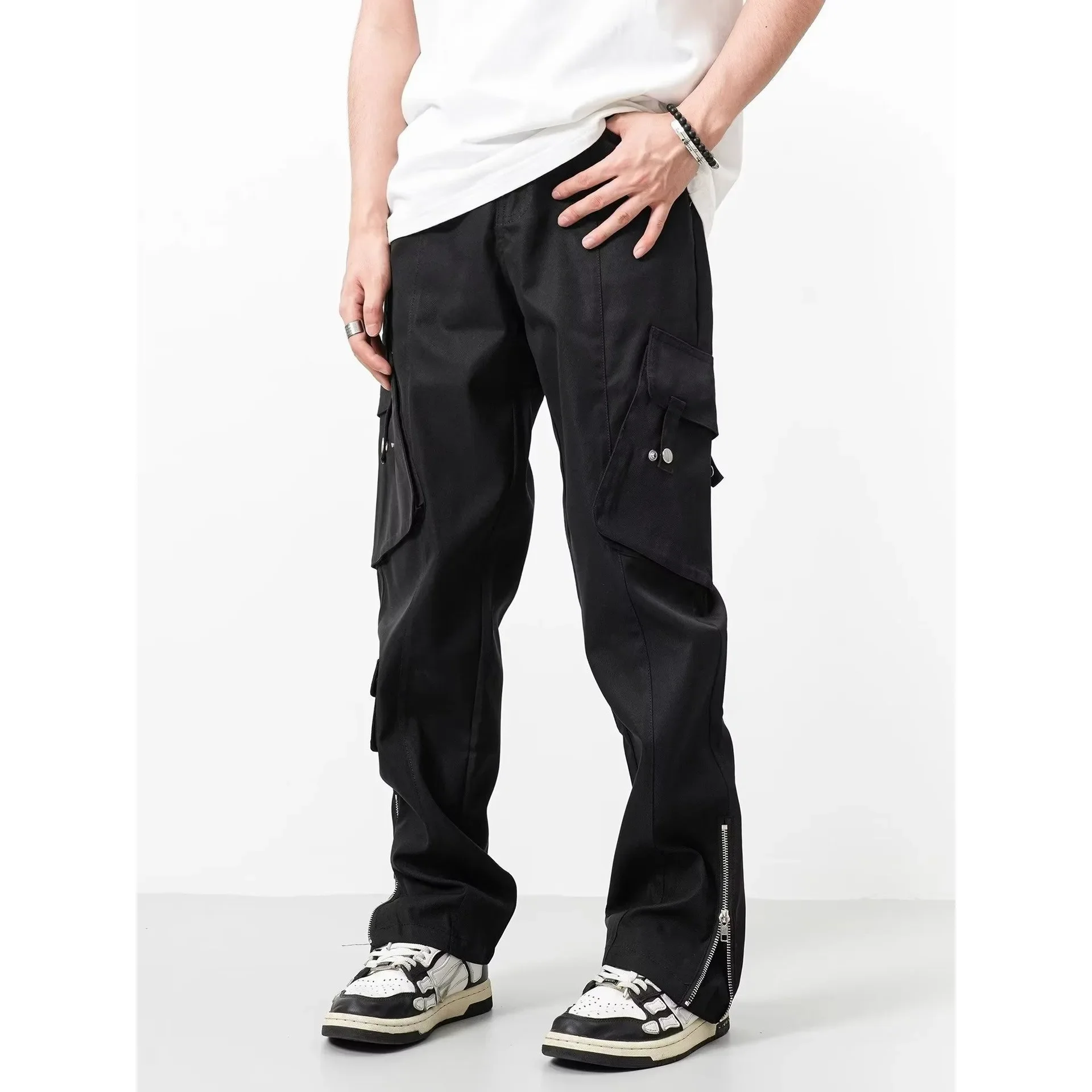 

Baggy Straight-Legged American-style Work Pants for Men Trendy Wide-Legged Casual Long Trousers for Spring Sport Men Clothing