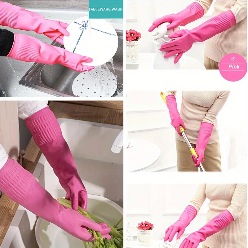 Cleaning Gloves 1 Pair Premium Household Waterproof Kitchen Dishwashing Non-Slip Durable Laundry Cleaning Supplies Tools 4