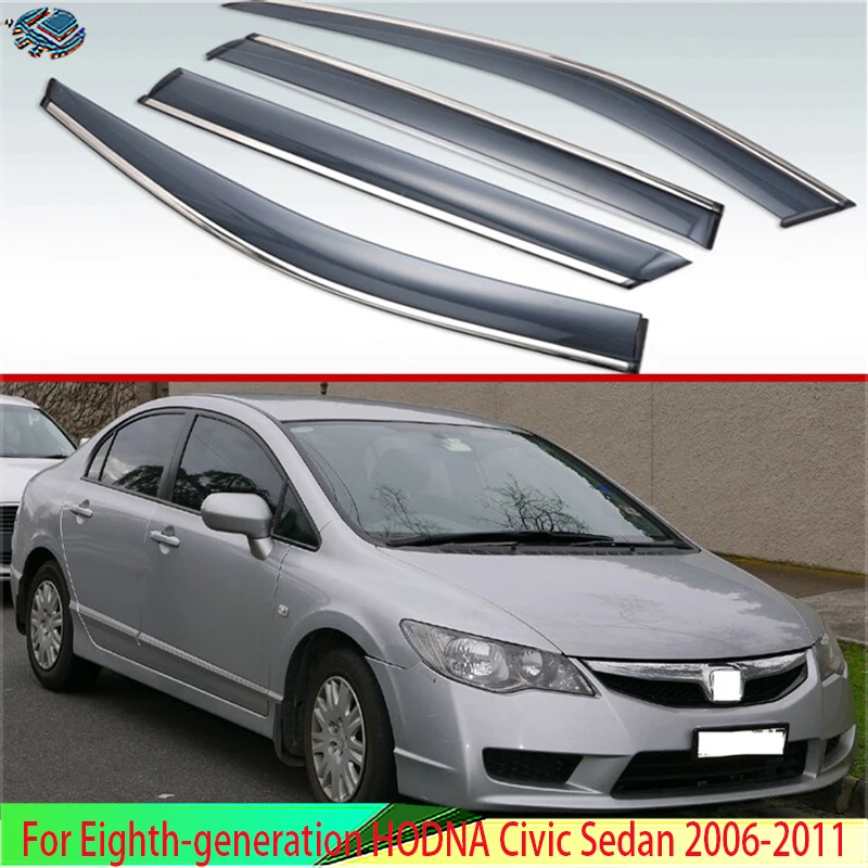 

For Eighth-generation HODNA Civic Sedan 2006-2011 Plastic Exterior Visor Vent Shades Window Sun Rain Guard Deflector 4pcs