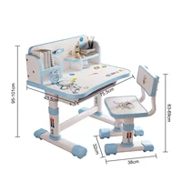 Adjustable Kids Desk and Chair Set Height Children School Study Table Chair Set Desk Chair with Writing Board, Bookshelf 6