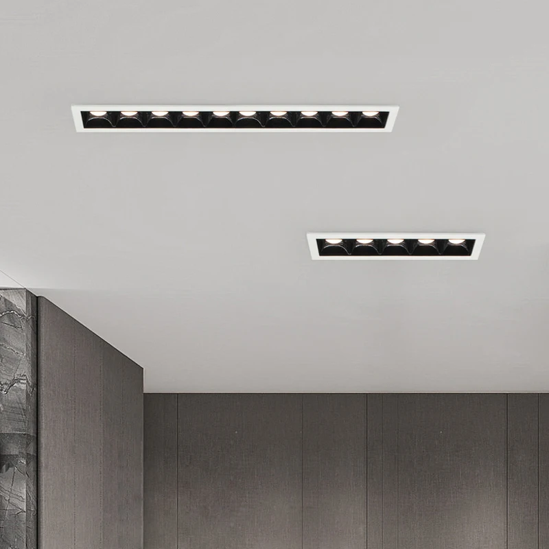 Recessed Grille Light Led Spotlight Ceiling Lamp Black White COB Downlights Home Aisle Corridor Living Room Indoor Lighting