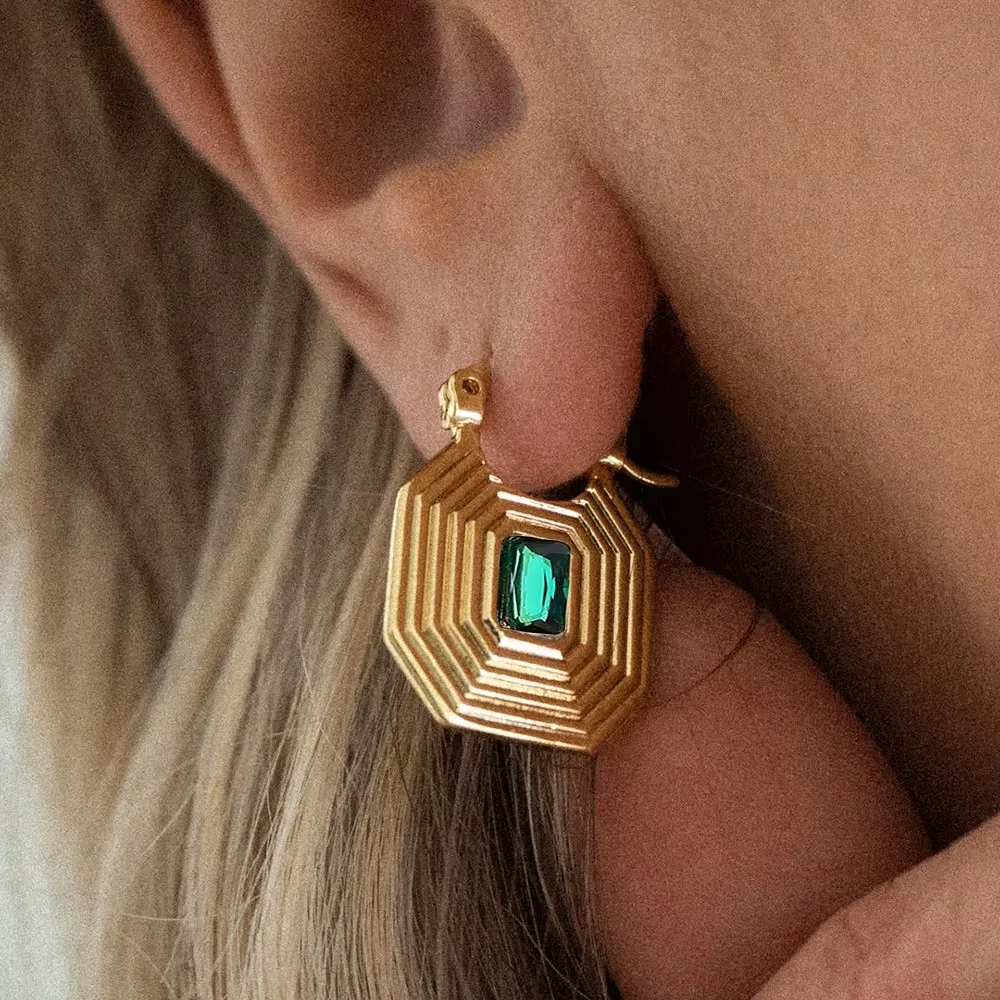 Fashion Natural Abalone Shell Ear Stud Geometric Hoops Huggie Earrings Rotatable Rings Cross Pearls CZ Jellyfish Choker Necklace