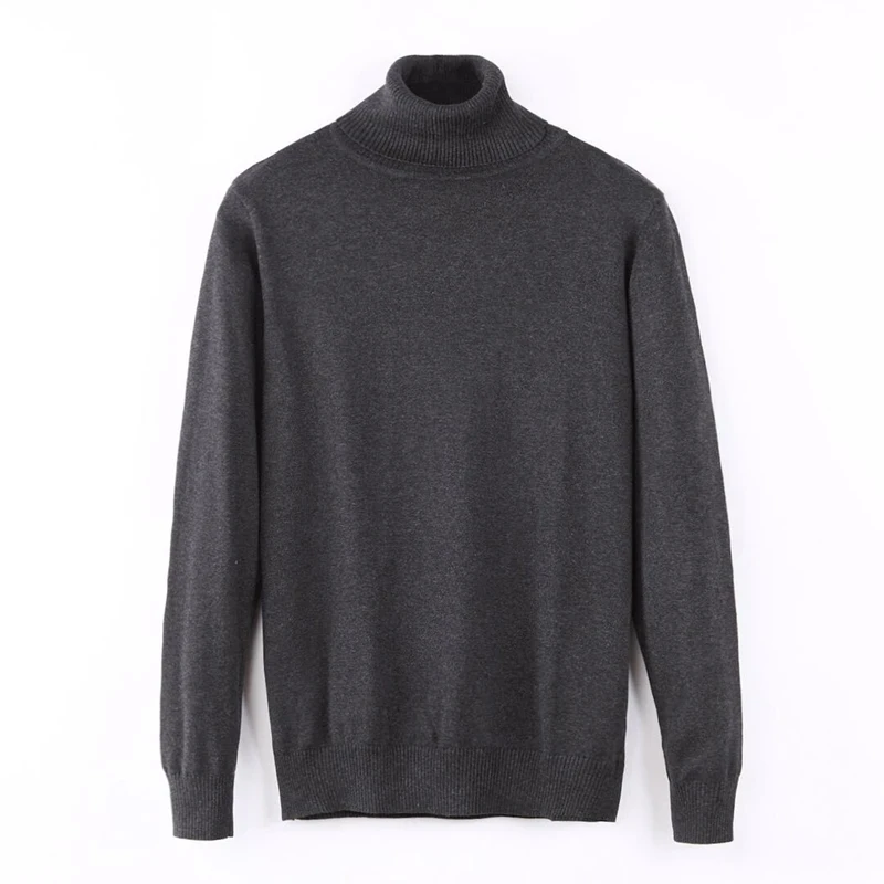 

Autumn Quality Men Thin Cotton Little Horse Long Sleeve Casual Turtleneck Elastic Sweater Pullover Knitted Upturn Collar Top