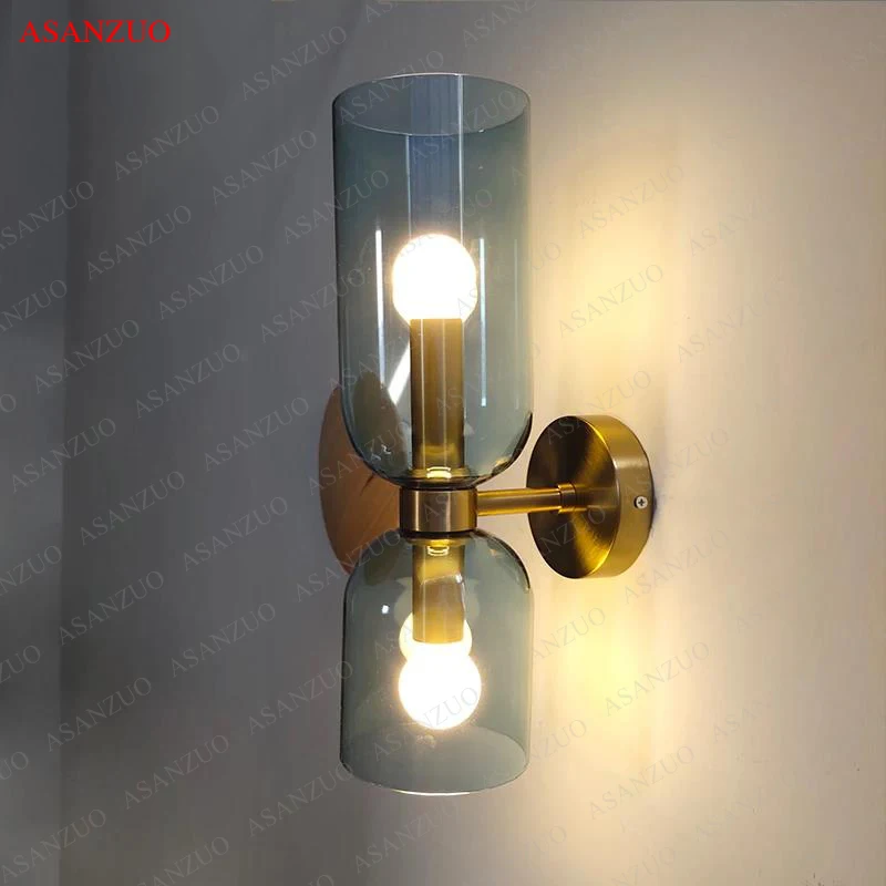 Nordic LED Wall Lamps Tricolor Glass Bedroom Bedside Lamp Living Room Background Corridor Foyer Creative Sconce Light Fixture