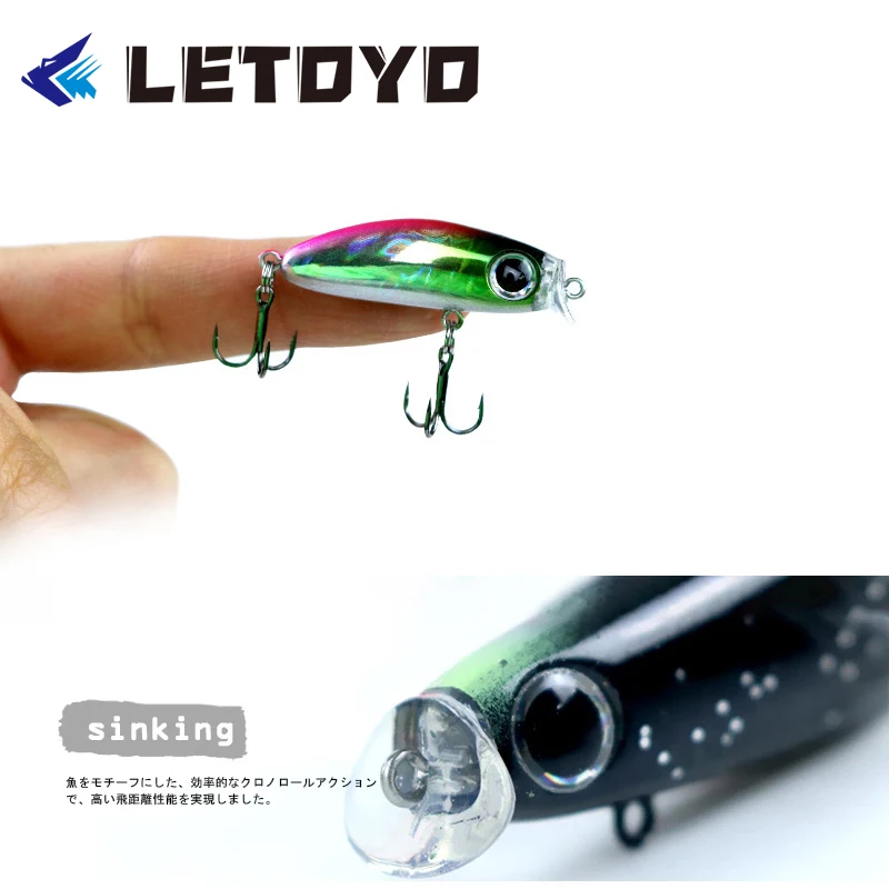 

LETOYO 2.2g 35mm Slow Sinking Micro Minnow Fishing Lure Mini Trout Baits Rolling Rattle Wobblers For Stream Fshing Tackle
