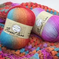 3PCs 400m Rainbow Wool Thread Long Section Dyed Gradient 100g Each Bundle Single Strand Hand Knitted Hat Shawl Coat Wool Thread 2