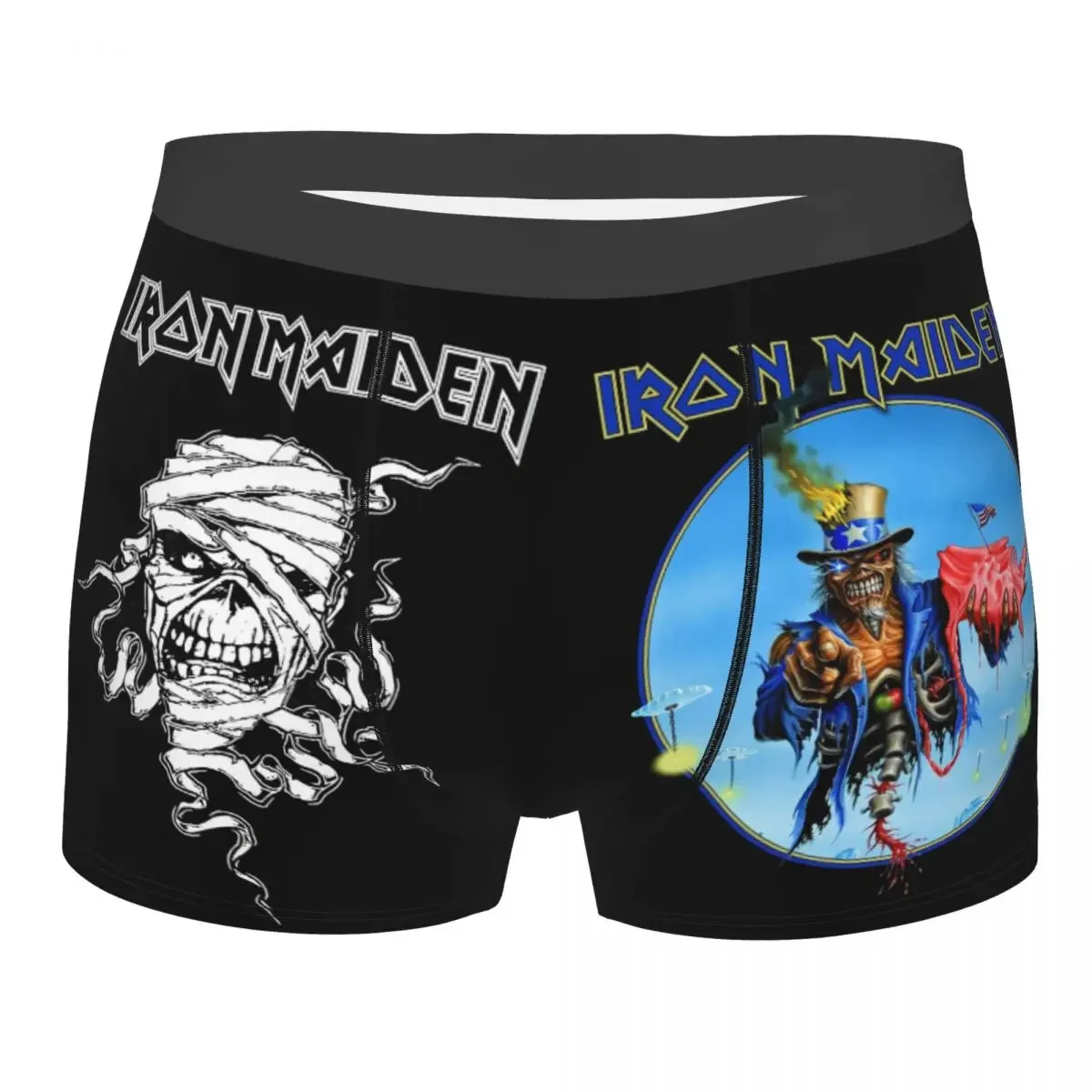 

Novel Boxer Shorts, Customized Heavy Metal Girl Skull Iron Underwear, Men's Stretch Boxer Briefs, Soft Underwear