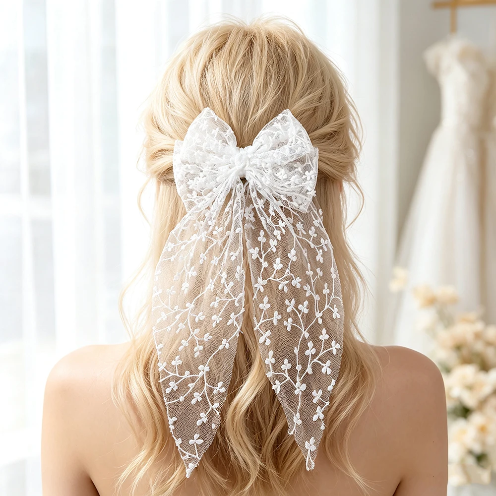Elegant Polka Dot Bowknot Hair Clip