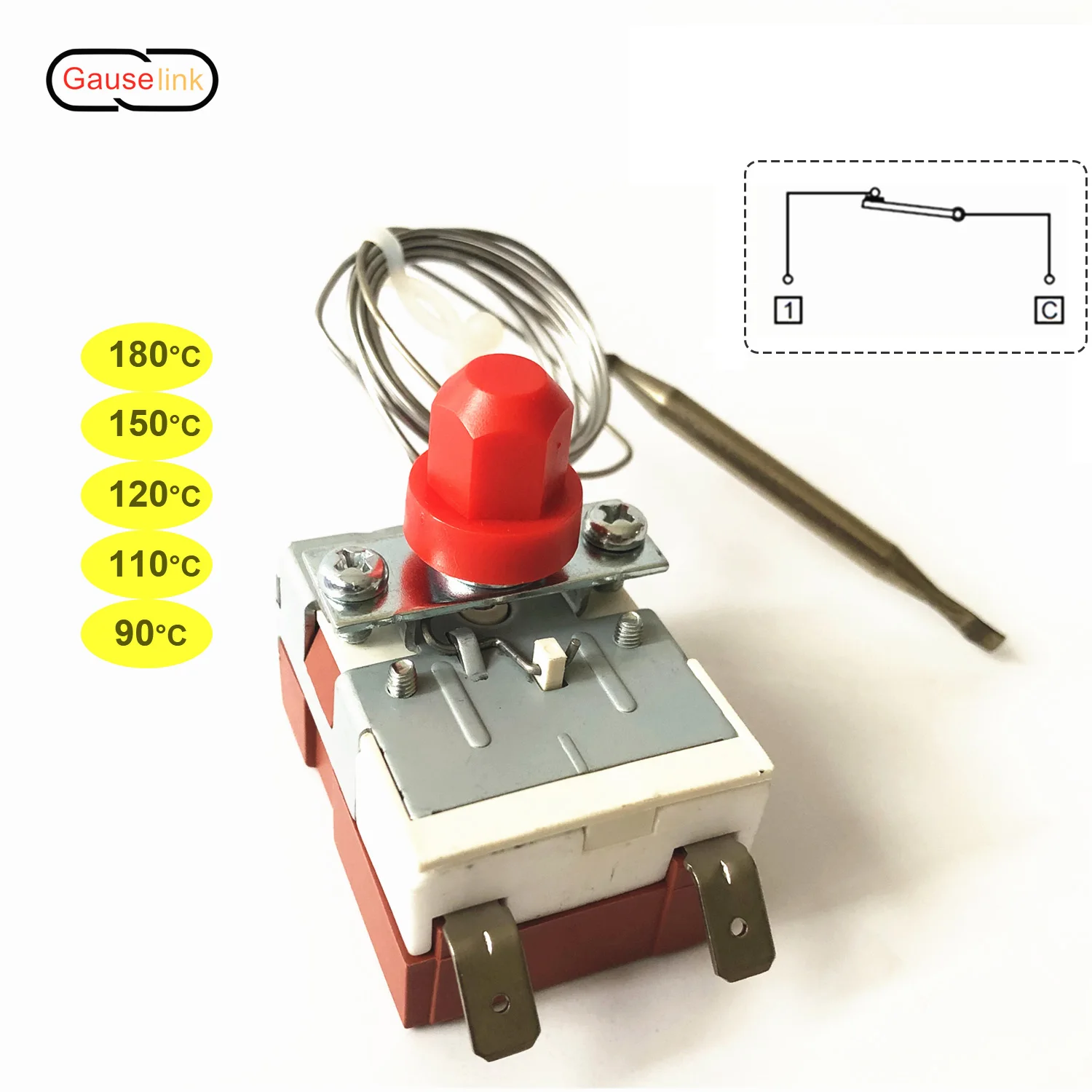 QWORK® Capillary Probe Thermometer Used For Boilers, Heating & Cooling