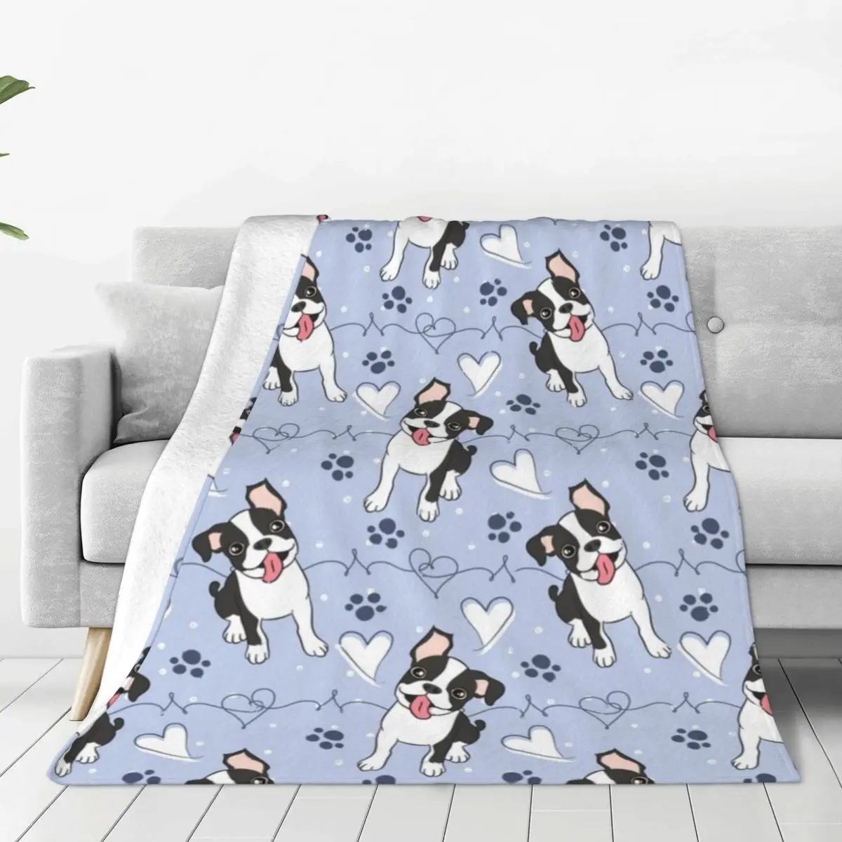 Love Boston Terrier Blanket Animal Travel Flannel Throw Blanket Super Soft Living Room Custom Bedspread Gift 2