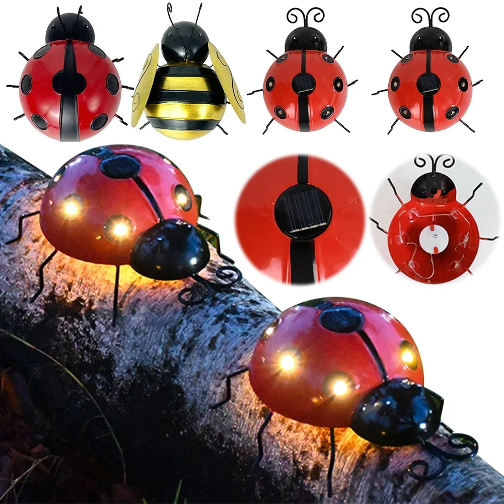 Garden luminous seven-spotted ladybug decoration, solar-powered seven-spotted ladybug ornaments, seven-spotted ladybug figurines