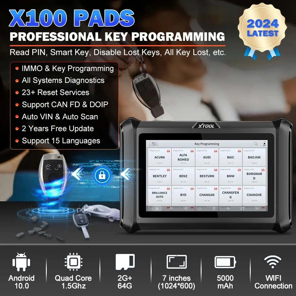 XTOOL X100 PADS X100PAD PLUS Automotive OBD2 IMMO/Key Programming All Key Lost All Systems Car Diagnostic Tools 23 Reset Service