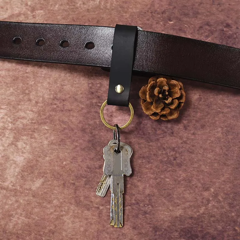 Genuine Leather Retro Keychain for Men Two Ways to Wear Handcrafted and Simple Multiple Creative Keychains key organizer