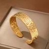 Stainless Steel Bracelet European and American classic delicate embossed pattern open-end bracelet Women's Jewelry Daily Match 3