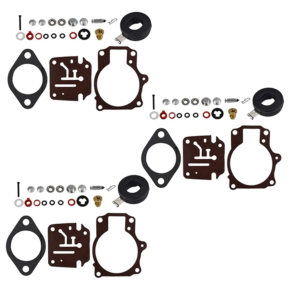Carburetor Repair Tool Kit 3 x Carburetor Carb Rebuild Repair Kit and Float Fit for Johnson Evinrude 396701 65 70 75 HP